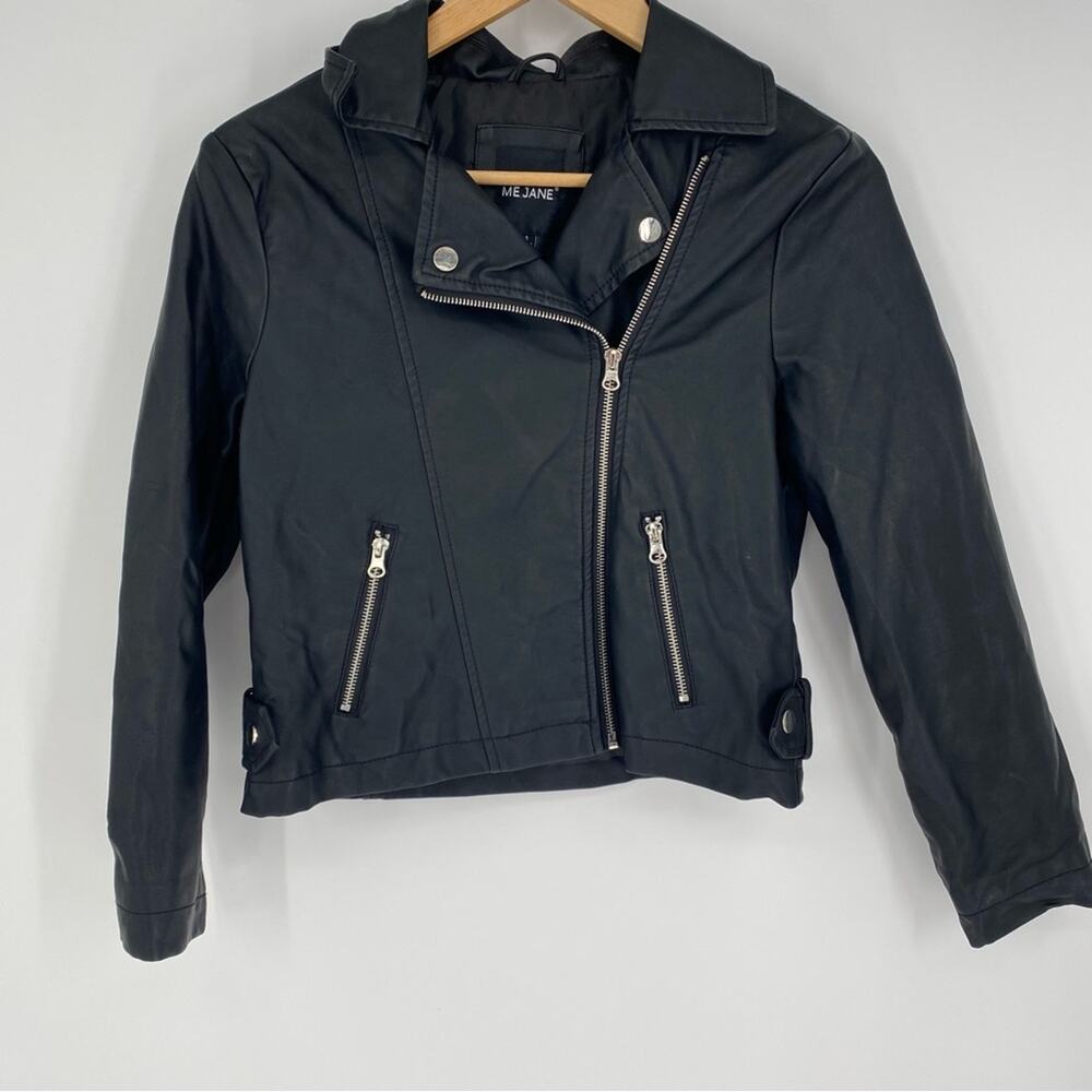 Me Jane Girls Jacket Motorcycle Style‎ Faux Leather Embroidered Butterfly 14